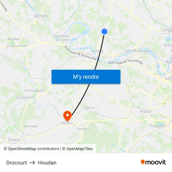 Drocourt to Houdan map