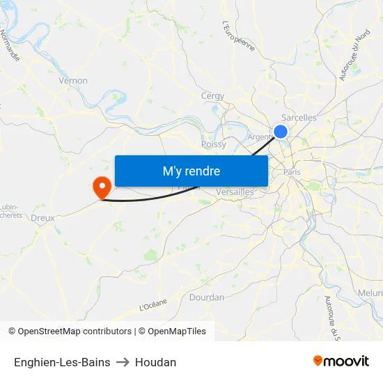 Enghien-Les-Bains to Houdan map