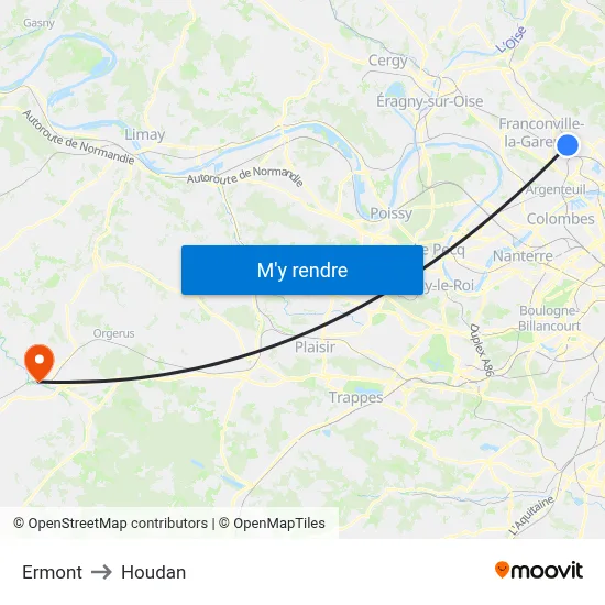 Ermont to Houdan map