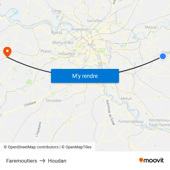 Faremoutiers to Houdan map