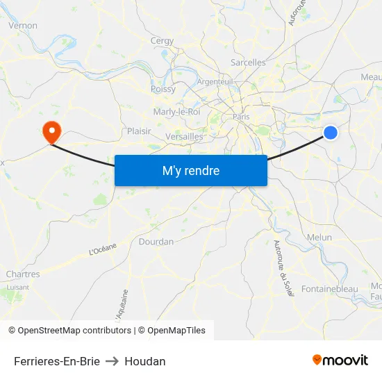 Ferrieres-En-Brie to Houdan map