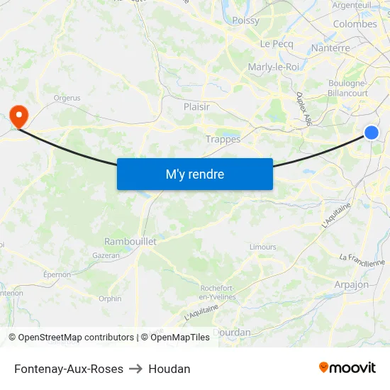 Fontenay-Aux-Roses to Houdan map