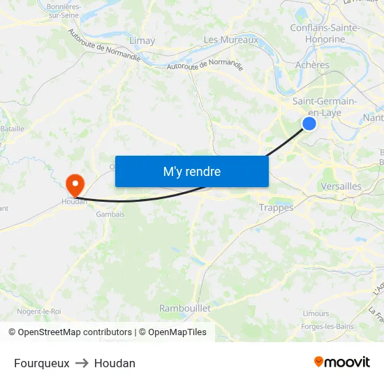 Fourqueux to Houdan map