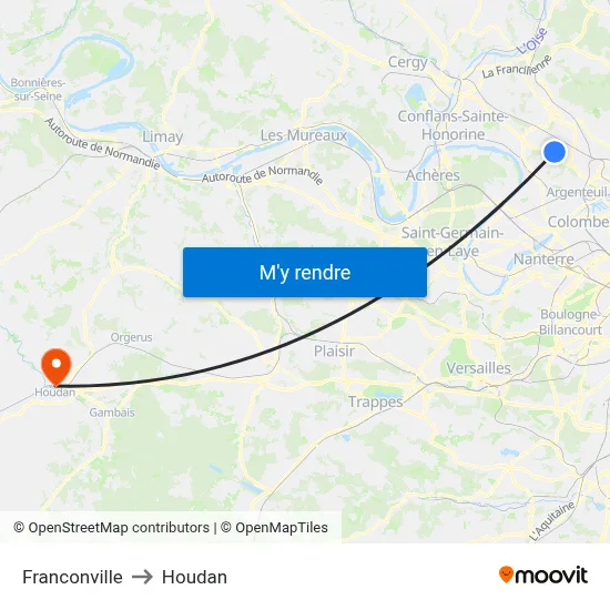 Franconville to Houdan map