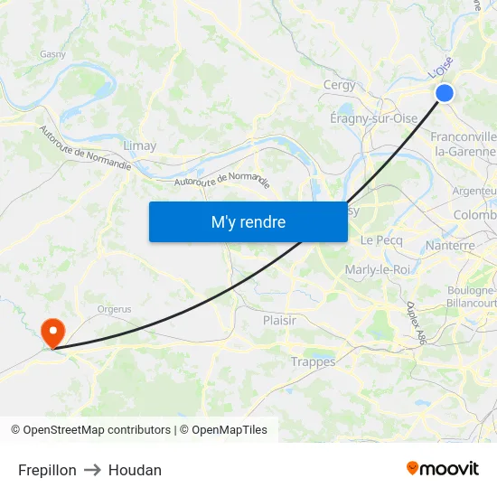 Frepillon to Houdan map