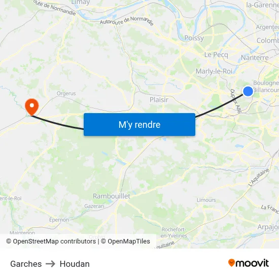 Garches to Houdan map