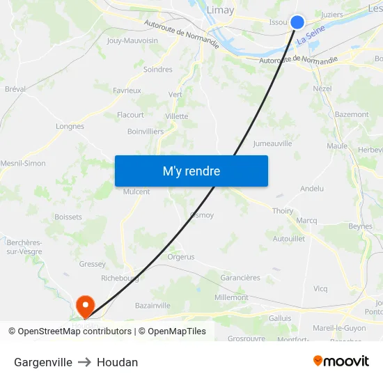 Gargenville to Houdan map