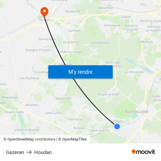 Gazeran to Houdan map