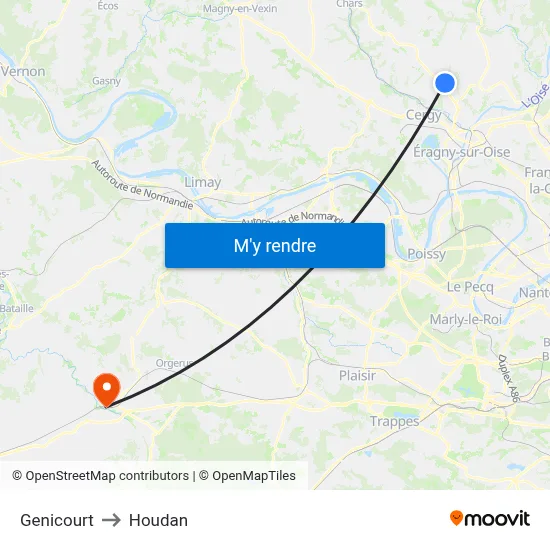 Genicourt to Houdan map