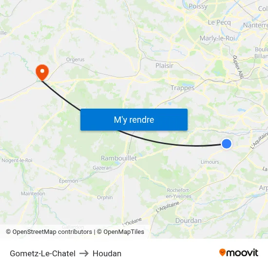 Gometz-Le-Chatel to Houdan map