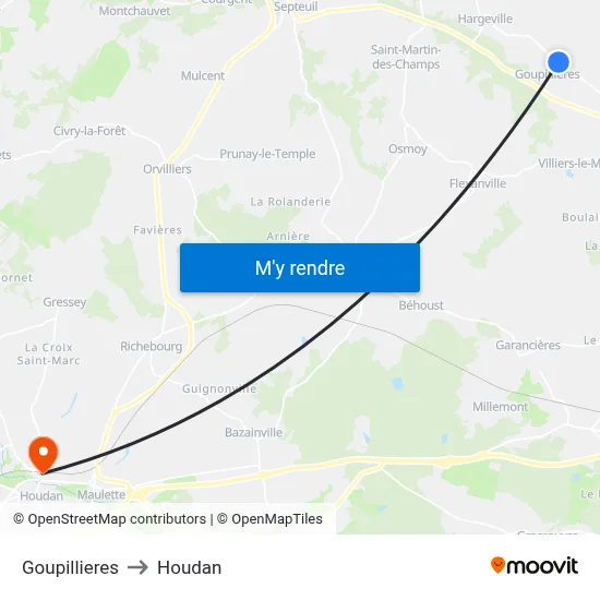 Goupillieres to Houdan map