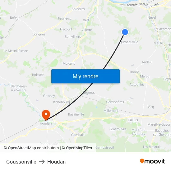 Goussonville to Houdan map
