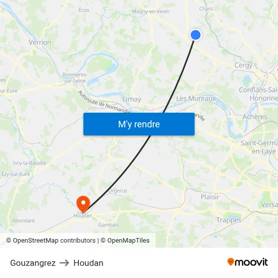 Gouzangrez to Houdan map