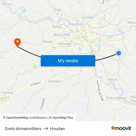 Gretz-Armainvilliers to Houdan map