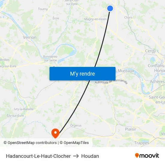 Hadancourt-Le-Haut-Clocher to Houdan map