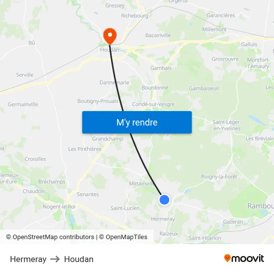 Hermeray to Houdan map