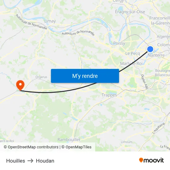 Houilles to Houdan map