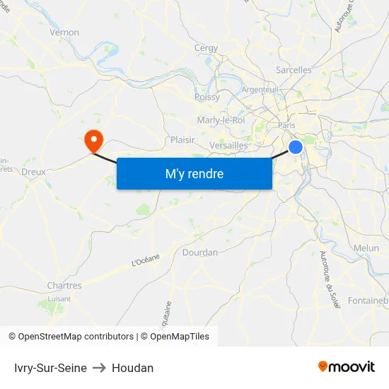 Ivry-Sur-Seine to Houdan map
