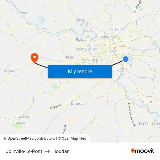 Joinville-Le-Pont to Houdan map
