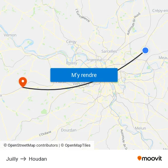 Juilly to Houdan map