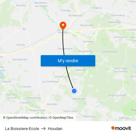 La Boissiere-Ecole to Houdan map
