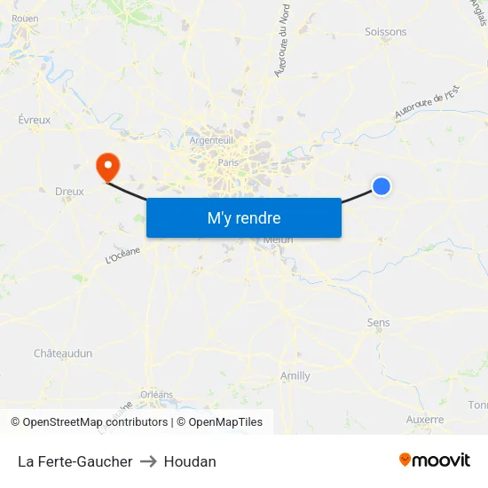 La Ferte-Gaucher to Houdan map