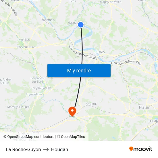 La Roche-Guyon to Houdan map