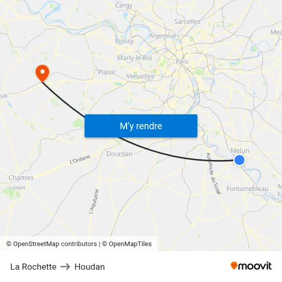 La Rochette to Houdan map