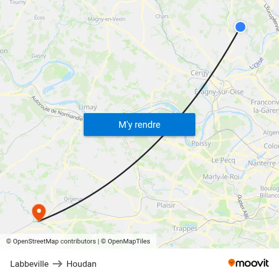 Labbeville to Houdan map