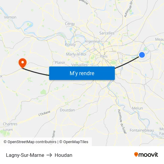 Lagny-Sur-Marne to Houdan map