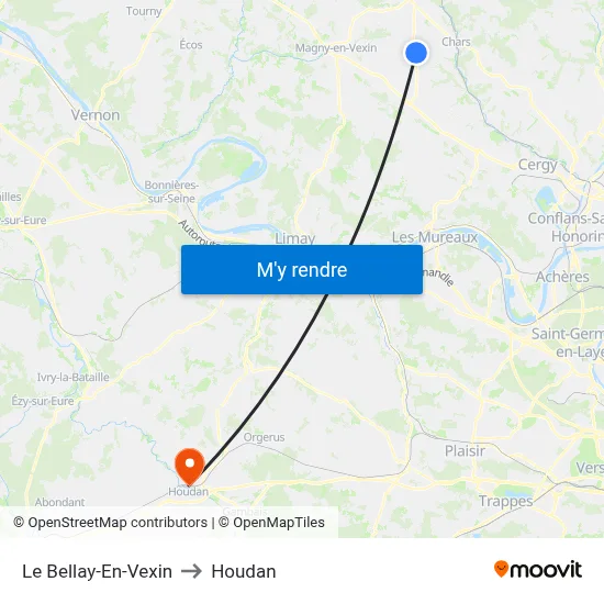 Le Bellay-En-Vexin to Houdan map