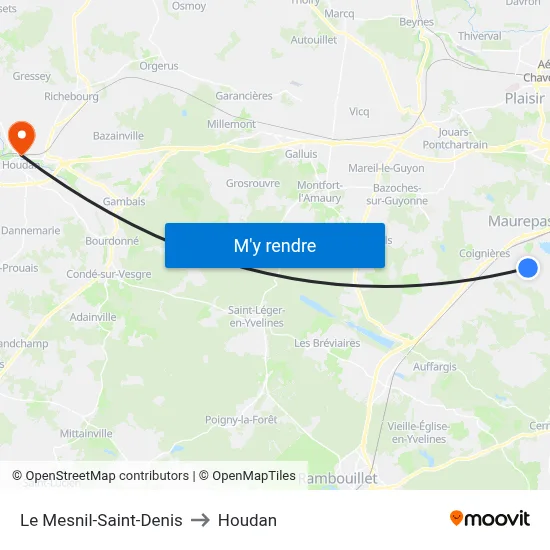Le Mesnil-Saint-Denis to Houdan map
