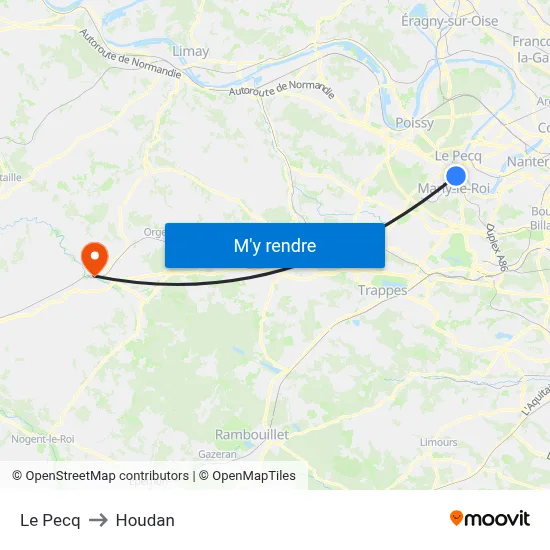 Le Pecq to Houdan map