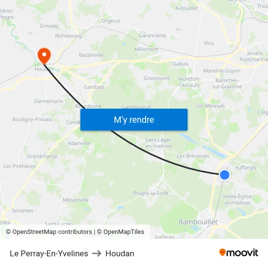 Le Perray-En-Yvelines to Houdan map