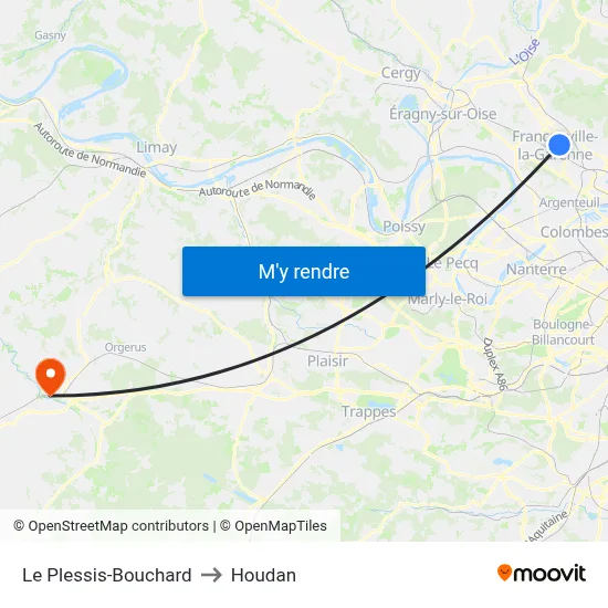 Le Plessis-Bouchard to Houdan map