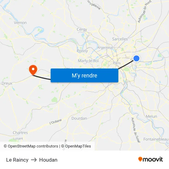 Le Raincy to Houdan map