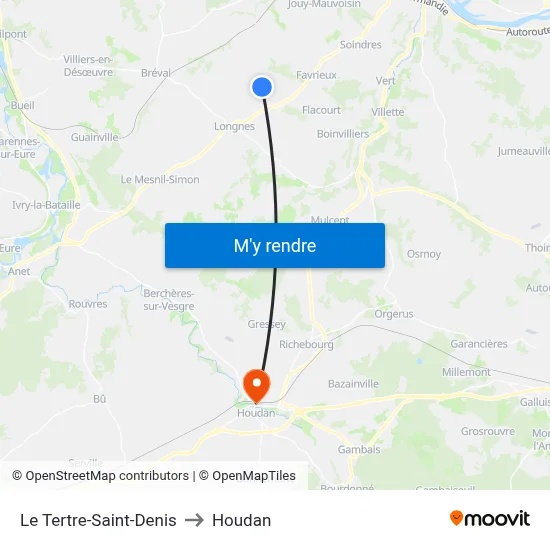 Le Tertre-Saint-Denis to Houdan map