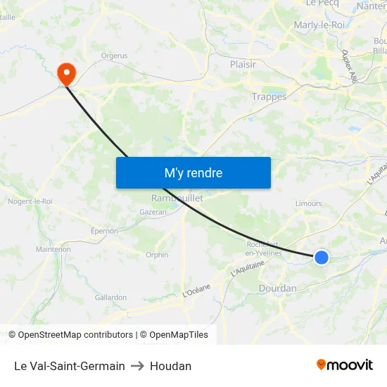 Le Val-Saint-Germain to Houdan map