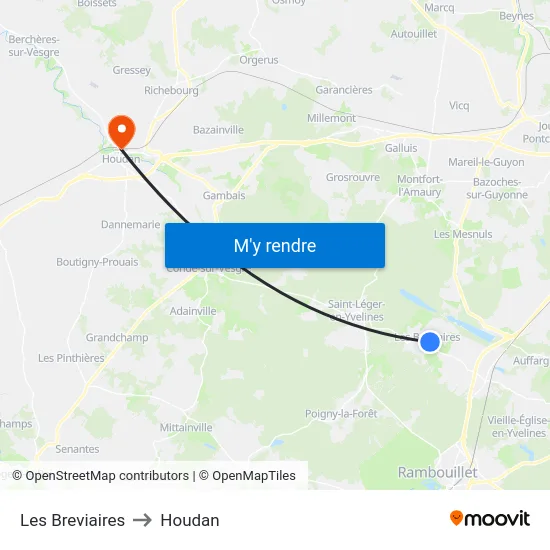 Les Breviaires to Houdan map