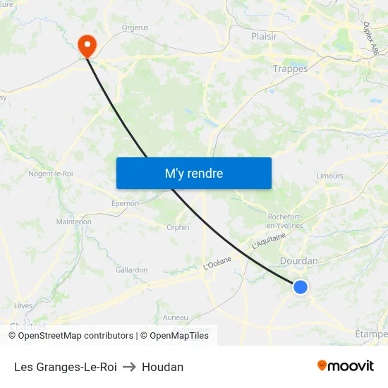 Les Granges-Le-Roi to Houdan map