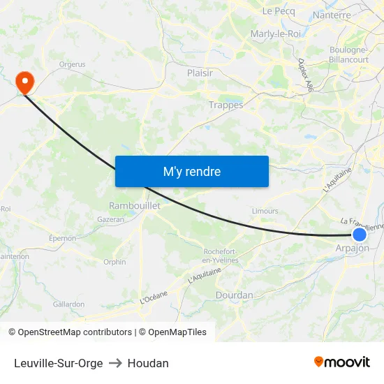 Leuville-Sur-Orge to Houdan map
