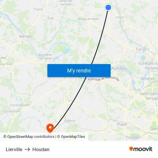 Lierville to Houdan map