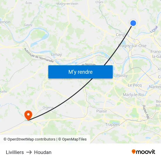 Livilliers to Houdan map