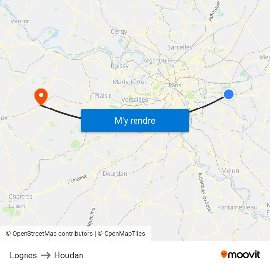 Lognes to Houdan map