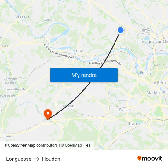 Longuesse to Houdan map