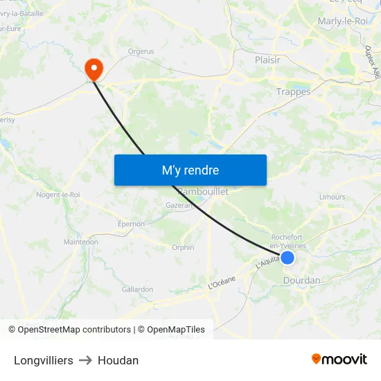 Longvilliers to Houdan map