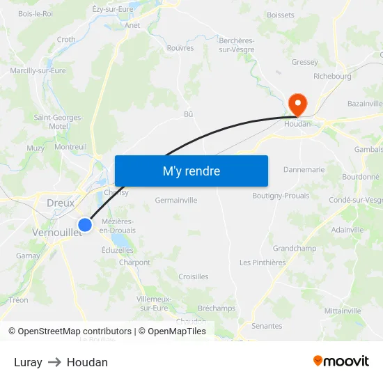 Luray to Houdan map