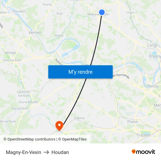Magny-En-Vexin to Houdan map