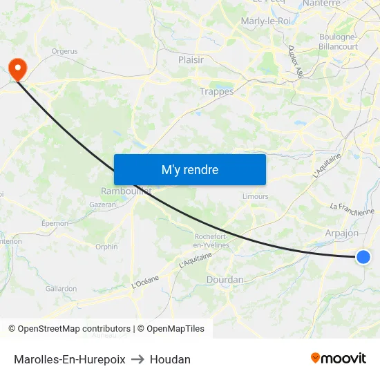 Marolles-En-Hurepoix to Houdan map