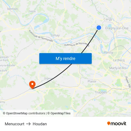 Menucourt to Houdan map